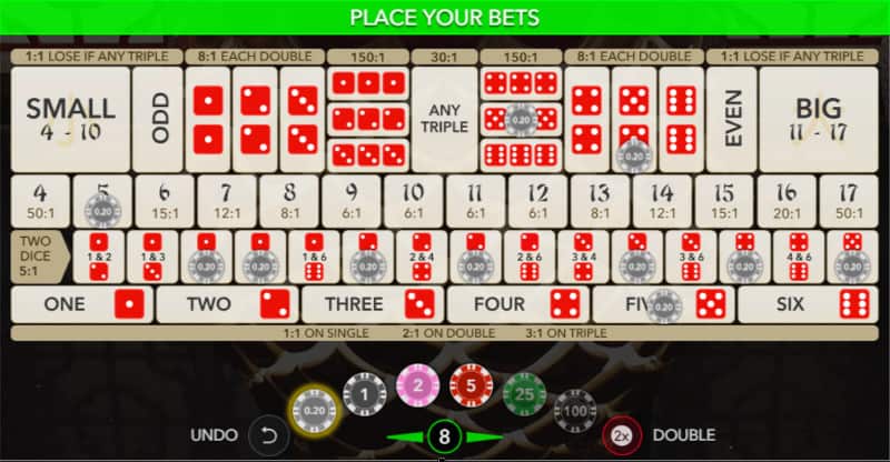 Super Sic Bo Bets